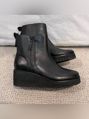 Cole Haan Women Zerogrand City Wedge Side-Zip Booties US 7.5 B Black Waterproof,